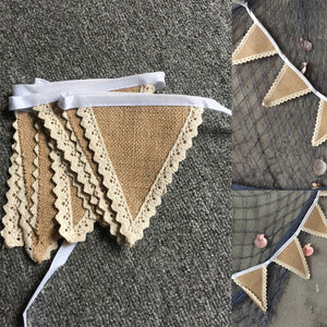 2M Vintage Lace Hessian Burlap Xmas Banner Shabby Chic Rustic Wedding Bunting Hot Sale 2017 New